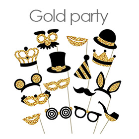 aksesuarai gold party auksinis vakarelis foto budele